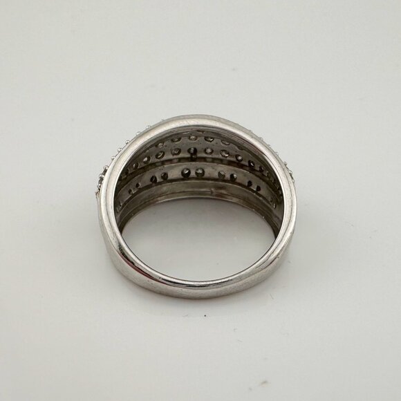 Brilliant 1.00 Ct Natural Diamond Multi-Row Designer Ring - Size 7.75 - Sterling - Picture 10 of 16